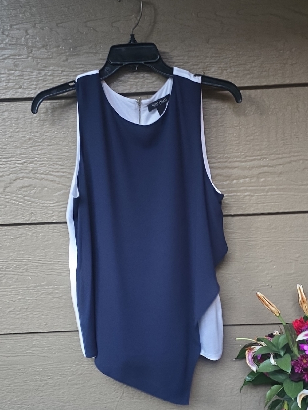 WHBM asymmetrical layered tank Navy white M